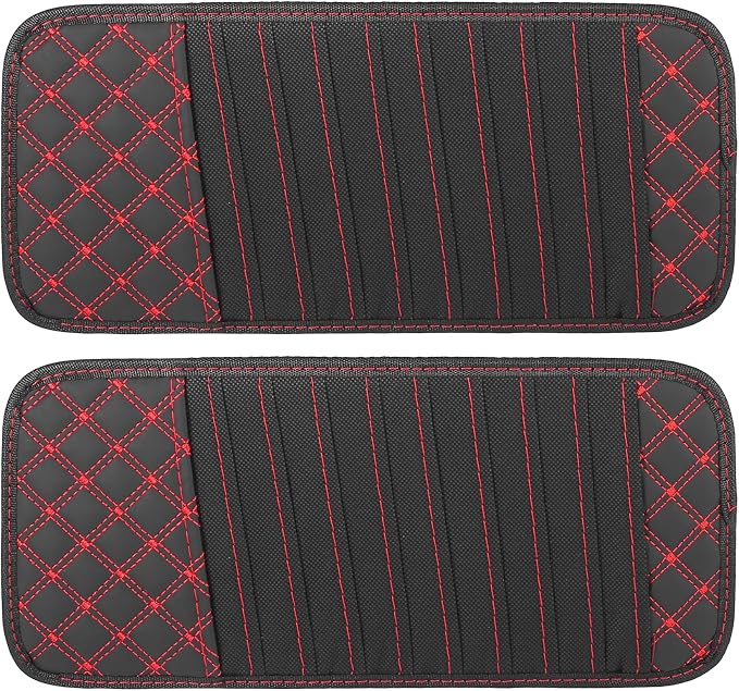 2pcs Car CD Visor Storage Cases Vehicle Sun Visor Organizer with 10 DVD Storage Sleeves Black with Red Line