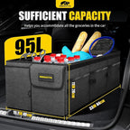 Car Trunk Organizer - 95L Collapsible Trunk Organizer with Lid, Sturdy Car Storage for SUV Auto Truck Van with Adjustable Straps and Non Slip Bottom (Gray, XX-Large)
