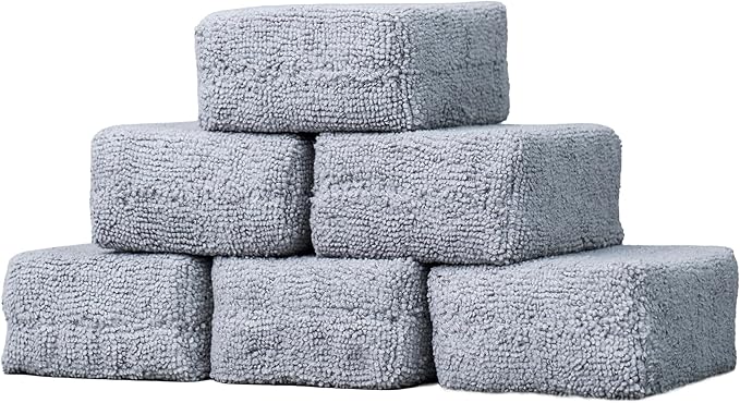 Foam Applicator Pads for Cars Gray Dressing and Wax Applicators for Car Detailing Interior and Exterior Use, 4 x 3 x 1.5 Inch - 6 Pack