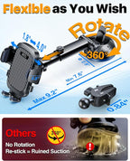 2026 Ultimate Best【True Military-Grade & Safety Cert】Car Phone Holder HTU【Upgraded 360 Rotation & 100+LBS Strongest Suction】5-in-1 Truck Windshield Dashboard Vent Mount Stand for iPhone Android, Black
