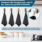 Black Microfiber Cleaning Cloth -Pack of 8, Highly Absorbent Cleaning Rags, 16"X12" All Purpose Cleaning Towels for Housekeeping, Kitchen, Car, Lint Free and Reusable Microfiber Towels