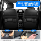 Back Seat Protector 2 Pack Fit for Honda Odyssey Car Kick Mats with Cup & Tissue Storage Organizer Pockets Waterproof Dirt Proof Faux Leather Auto Accessories for Kids(1 Pair Black)
