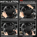Steering Wheel Cover for Honda Civic(2006-2015),CR-Z, Insight, S2000 (Gray+Black-Small Size)