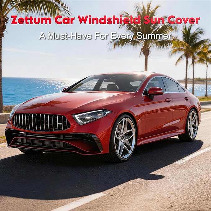 Car Windshield Sun Cover - 600D Windshield Sun Shade Window Cover Heavy Duty & UV Resistant, Outside Summer Sunshade Protector for Most Sedan Cars (62 x 50 Inch)