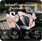 2PCS Bling Bow Car Seat Headrest Hooks, S Type Crystal Rhinestone Bowknot Auto Seat Back Storage Hooks, Diamond Cute Bow Vehicle Storage Organizer, Universal for Purses Bags Groceries(Pink)