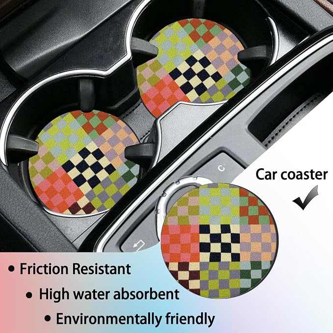 Retro Checkered License Plate Frames，Checkered Car Accessories for Women and Men ，Cute Aluminum License Plate Frame Fits Standard US Vehicles Size 12.2 x 6 Inch (Multicolor-Checkered)