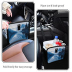 Car Trash Can Organizer Bin with Adjustable Strap for Back Front Seat Console Waterproof Leakproof Collapsible Portable 8.66 Inch Winter Blue Mountain and Mirrored Lake