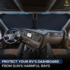 RV Windshield Sunshade | Reflective RV Windshield Cover for UV Rays & Heat Protection, Keeps Your RV Motorhome Cool | Shades for RV Fits RVs, Trucks, Motorhomes, Buses | XXXXX-Large 102"x51"