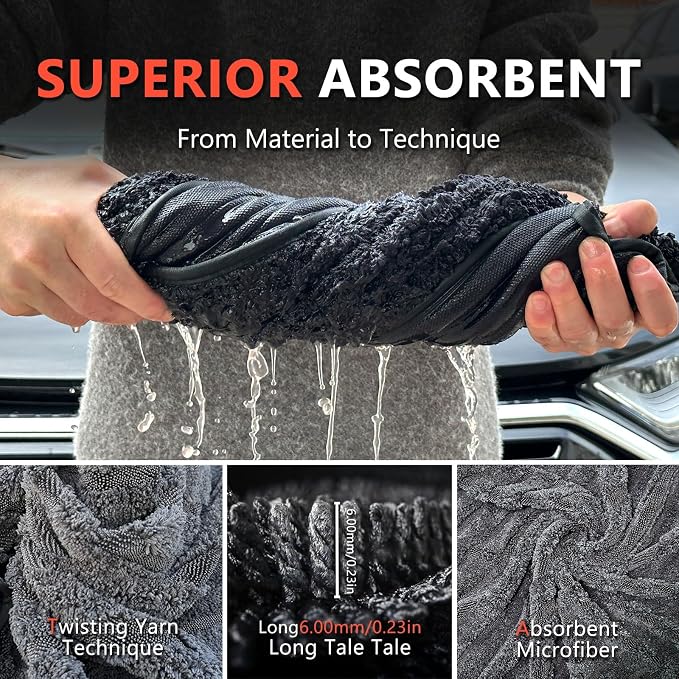 Microfiber Towels for Cars Drying Towels Car Detailing 35"x 24" Extra Large Ultra Absorbent for Cars and Trucks, Without Streaks, Scratches, or Water Spots (2 Pack Gray)