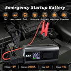 Tire Inflator Portable Air Compressor,2000A Battery Car Jump Starter, Auto Shut-Off,160PSI Air Pump with Tire Gauge Pressure&LED Light,15000PA Vacuum with Suction &Blow, for Cars, Motorcycles, Balls