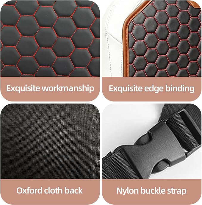 Car Back Seat Protector for Kids' Feet, Waterproof Kick Mat Seat Back Cover, Durable 600D Oxford & Faux Leather Car Seat Back Protector, Easy Clean Universal Fit for Cars SUVs Vans, Red, 1 Pack