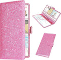 Car Registration & Insurance Holder - Leather Glove Box Organizer, Cool Accessories for ID, Driver's License Cards & Docs, Men & Women, Pink Glitter