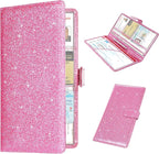 Car Registration & Insurance Holder - Leather Glove Box Organizer, Cool Accessories for ID, Driver's License Cards & Docs, Men & Women, Pink Glitter