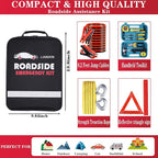 Roadside Emergency Car Kit, Safety Car Kit,with Jumper Cables Emergency kit | Emergency Roadside Kit for Car Warning Triangle,Folding Shovel, Safety Hammer, Tow Rope, Breakdowns fo Emergency Kit Car