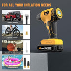 Cordless Tire Inflator Air Compressor Dual Power Supply 20V Rechargeable Battery Powered 150PSI Handheld Air Portable Pump with 12V Adapter Digital Pressure Gauge for Cars Motorcycles