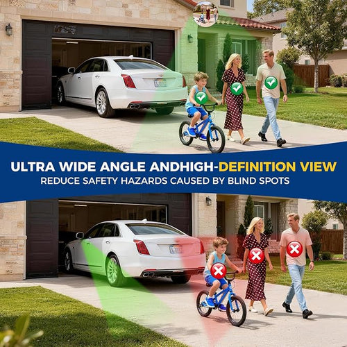 15.6in acrylic convex mirror 180° adjustable wide-angle indoor security mirror suitable for monitoring blind spots in parking lots Garage warehouses offices and traffic safety management