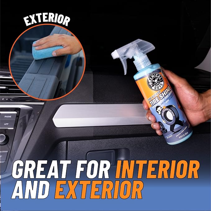 Tire Kicker Sprayable Extra Glossy Tire Shine Spray, Dry-to-Touch Dressing - Restores Wet Look to Rubber, Vinyl, and Plastic, Safe for Cars, Trucks, Motorcycles, RVs, and More - 16 oz