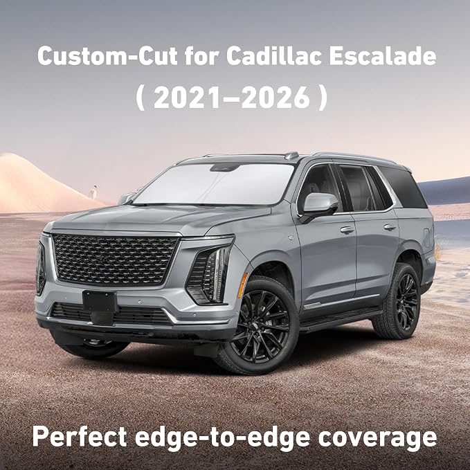 Windshield Sunshade Compatible for Cadillac Escalade 2021-2024 2025 2026, Sun Visor for Front Windshield & Window Sun Shade Cover, UV Heat Blocker & Protector, Car Accessories