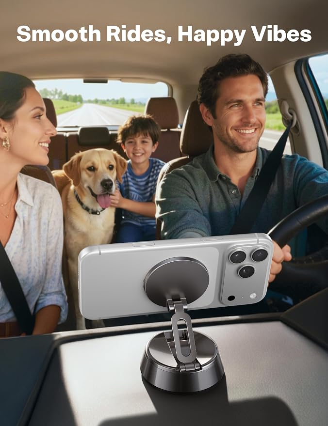 2026 Upgrade for Magsafe Car Mount [Strongest Suction & Magnet] Vacuum Magnetic Phone Holder for Car 360° Adjustable Car Cell Phone Holder Mount for iPhone 17 Pro Max 16/15/14/13/12