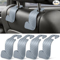 Universal 4 Pack Car Seat Headrest Purse Hook, Carbon Fiber Back Seat Hook Storage Organizer Hanger for Purse Handbag Coat, Car Interior Accessories(Gray)