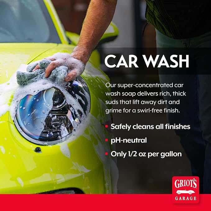 Griot's Garage Super-Concentrated Car Wash for Vehicle Washing and Cleaning, Foaming Liquid Soap, Won't Strip Waxes, Sealants or Ceramic Coatings, pH Balanced, 11103, One Gallon