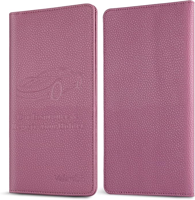 Premium Car Registration and Insurance Card Holder, Car Document Holder for Cards, Driver License & other Essential Documents (Purple)