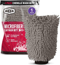AIDEA Car Wash Mitt Microfiber, 1PK, Car Wash Brush, Grey, 7.12' X10.14'' | Scratch Free Lint Free Premium Chenille Microfiber Mitt, Cleaning Supplies, Regular Size