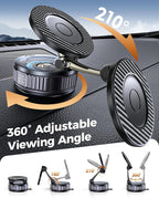 Car Phone Holder for Magsafe – [Carbon Fiber] Phone Mount for Car [Super Strong Magnetic, 360° Adjustable, 108LBS Vacuum Suction] Phone Holders for Your Car, Car Accessories for iPhone 17–12 Series