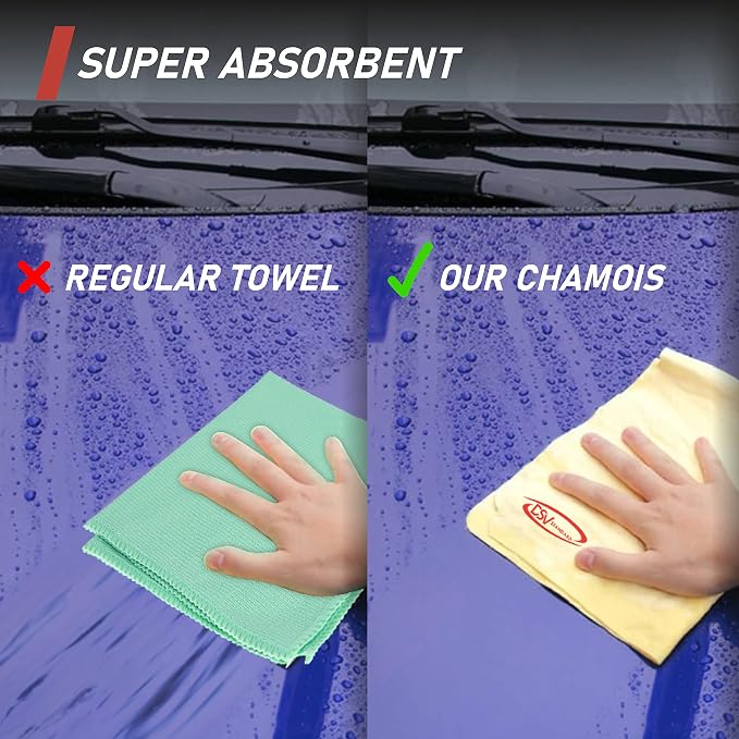 Premium Car Chamois Drying Towel, Drying Super Absorbent Chamois Cloth for Car Wash, Spotless & Scratch and Lint Free Shine, Shammy Towel for Car– 27.5 X 17 inches, 1 - Pack