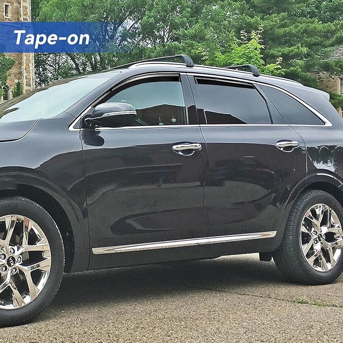 Window Visors Rain Guards for 2016 2017 2018 2019 2020 Kia Sorento, Out-Channel Window Vent Wind Deflectors Visors Shades for 16 17 18 19 20 Sorento