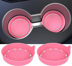 Car Cup Coaster Universal Non-Slip Cup Holders Bling Crystal Rhinestone Car Interior Accessories 2 Pack Peach Pink
