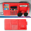 1 Pack Car Sun Visor Organizer, Sunglasses Holder for Car Sun Visor, Auto Interior Accessories Pocket Organizers Can Store for Sunglasses, Documents, Cards, Pen, Drivers License (Red)