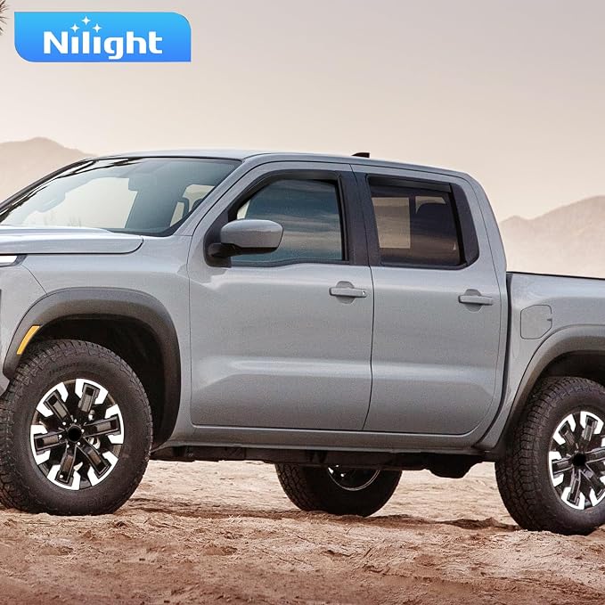 in-Channel Rain Guards for Frontier Crew Cab 2022-2026, Vent Window Visors, Low Profile Wind Deflectors for Rain & Fresh Air Ventilation, Smoke Tinted, 4PCS