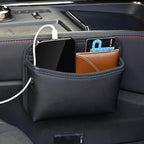 Car Seat Side Storage Pocket, Small Organizer,PU Leather Multifunctional Console Side Organizer Bag for Phone, keys, sunglass,wallet,ect (Black)