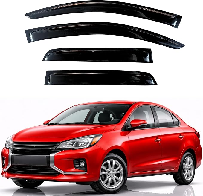 KPY Rain Guards Fit for 2017-2024 Mitsubishi Mirage G4 Sedan, Out-Channel Window Visors Vent Wind Deflectors 4PC, Car Accessories for 17-24 Mirage G4 Sedan (Excludes Hatchback)