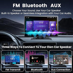 Wireless Apple CarPlay Screen for Car, 9" Portable Carplay & Android Auto Touchscreen Stereo with 4K Dash Cam 64GB SD, Car Radio with App Control, Bluetooth 1080P Backup Camera, GPS, Voice Control, FM