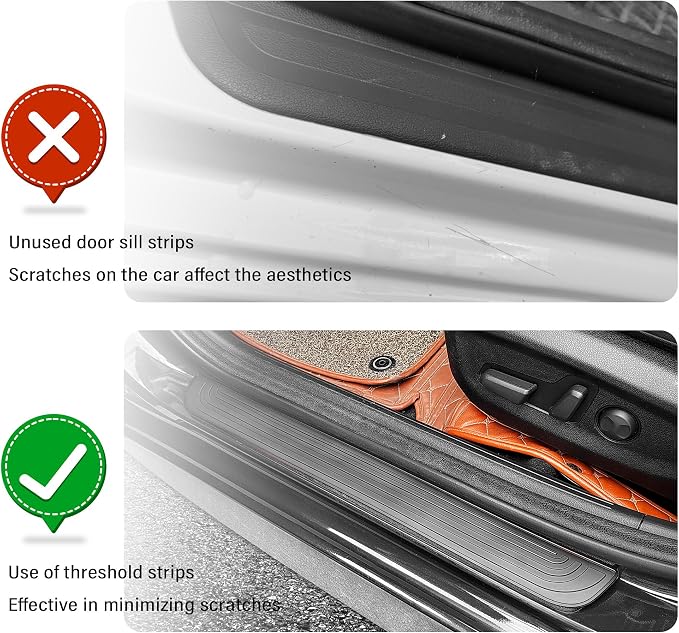 4PCS Car Door Sill Protector,Anti-Scratch & Waterproof Car Door Sills Scratch Protection,Universal Car Exterior Accessories Automotive Door Entry Guard for Car,Truck,SUV (Black, Width 1.57")