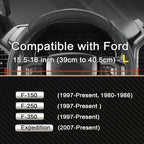 Car Steering Wheel Cover for Ford F-150, F-250, F-350, Expedition (Black-Large Size)