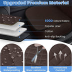 Dog Car Seat Covers, Waterproof Front Seat Cover for Dogs, Scratch-Proof, Nonslip Pet Passenger Seat Cover Protector, Universal Fit for Cars Trucks SUVs, Standard Size, Dark Coffee