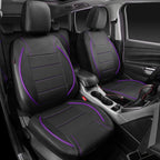 Piping PU Leather Car Seat Cover,Inside Zipper Design and Reserved Opening Holes Airbag Compatible,Universal FIT for Car, SUVs,Van,Trucks,Full Set, Black & Purple