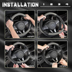 Black and Gray Microfiber Auto Car Steering Wheel Cover Universal 15 inch