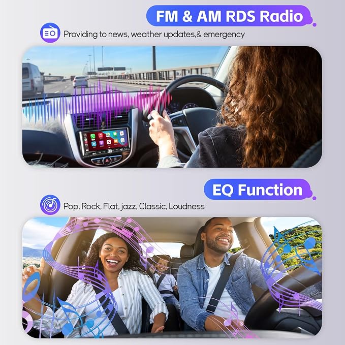 Single Din Radio Car Stereo with Wireless Apple Carplay & Android Auto, 6.9" UHD Touchscreen Car Stereo with Bluetooth, 1080P Backup Camera Mirror Link Navigation USB Type-C Fast Charging FM/AM EQ SWC