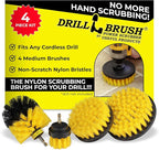 Nylon Attachment Set for Bathroom Cleaning - Power Scrubber Brush Kit for Bathtub, Shower, Tile, and Grout - All-Purpose Household Cleaning Brushes for Drill - Electric Grout Cleaner Kit