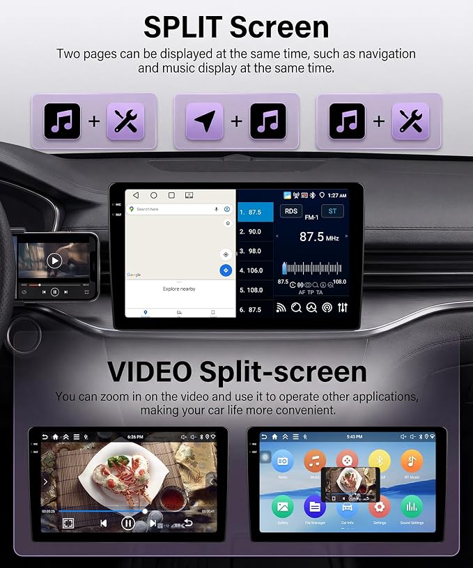 4G+64G Android 15 Car Stereo Radio for Toyota Corolla 2009-2013, Wireless Carplay Andorid auto Mirror Link 9'' INCELL Touchscreen GPS WiFi Bluetooth 5.0 FM/RDS EQ-32 SWC Backup Camera