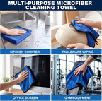 20 Pcs Microfiber Car Drying Towels Microfiber Cleaning Cloth 800 GSM Thick Plush Cleaning Dusting Cloth Auto Detailing Absorbent Towels Rags for Car Household Kitchen Window (Blue)
