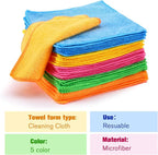 Cleaning Cloth Dry Erase Cloth Cleaning Rags Reasonable Kitchen Towels Microfiber Towels Cars Wash(6 x 6 Inch,Green/Blue/Yellow/Pink/Orange,30 Pcs)