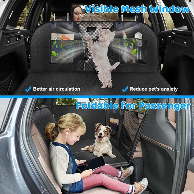 2026 Upgraded Back Seat Extender for Extended Cab Trucks - Large Hard Bottom Dog Truck Car Seat Cover Holds 550lbs, Waterproof Dog Hammock Pet Bed with High-Density Foam Non-Slip Protector
