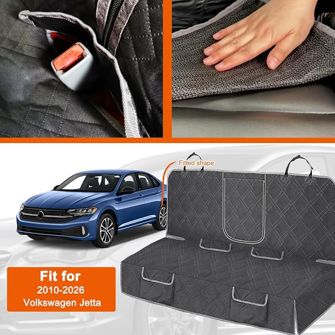 Dog Car Seat Cover Fit for 2010-2026 Volkswagen Jetta | Waterproof Pet Bench Seat Cover for Back Seat, 600D Heavy Duty Scratch Proof Nonslip Truck Seat Covers for Dogs