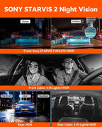 N5 4 Channel WiFi 360° All Sides Dash Cam, STARVIS 2, IR Night Vision, 2.7K+1080P*3 Front Rear Inside Dashcam, Voice Control, GPS, 24 Hours Buffered Parking Mode Dash Camera, 512GB Max (N5)