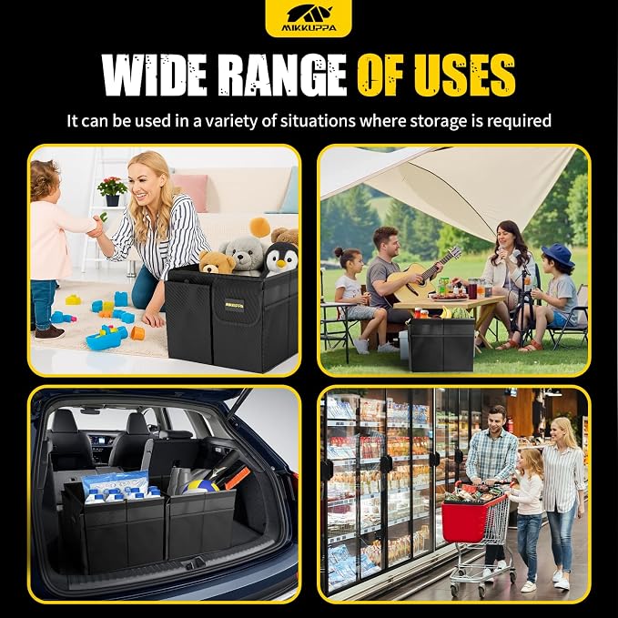 Car Trunk Organizer - 35L Collapsible Trunk Organizer with Lid, Sturdy Car Storage for SUV Auto Truck Van (Black, 2Pack)